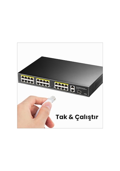Cudy FS1026PS1 300 W Poe+ 24 Port 10/100 Mbps+ 2 Port 10/100/1000 Mbps Gigabit+1 Port Sfp Switch