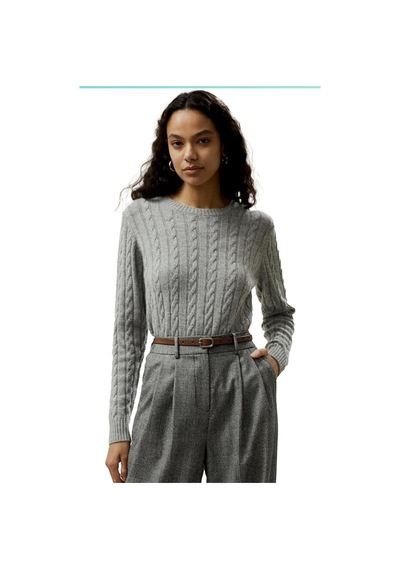 Youknitwear You Rio Bisiklet Yaka Kadın Kazak Gri