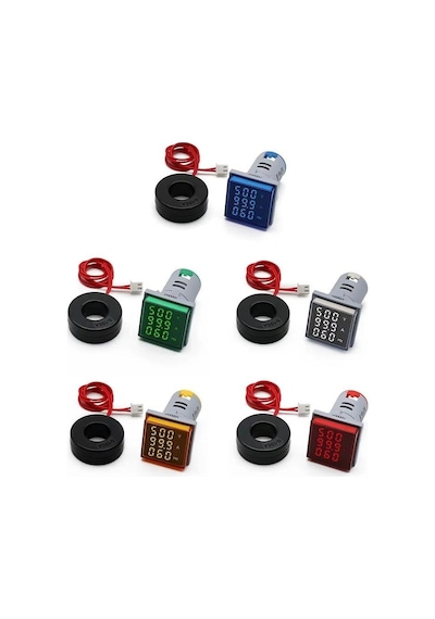 Dijital Voltmetre /ampermetre / Hertz Metre 22mm Kare Yeşil 20-500v/0-100a/0-99hz