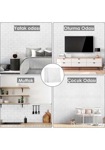 Tr 50x50 Cm 0,27 M² Silinebilir Kendinden Yapışkanlı Duvar Kağıdı Esnek Köpük Panel 3d Tuğla Desen Diğer