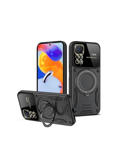 Redmi Note 12 Pro 4g Kılıf Tam Koruma Sağlayan Manyetik Standlı Tank Silikon Kapak Ryc/joy Lens Siyah