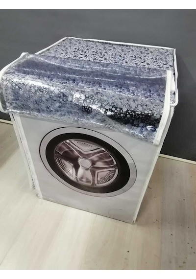 Damla Desenli Fermuarlı Çamaşır Ve Kurutma Makinesi Örtüsü Mavi