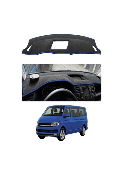 Volkswagen - Transporter T6 2015-2021 Uyumlu Torpido Koruma Kılıfı - Mavi Şeritli