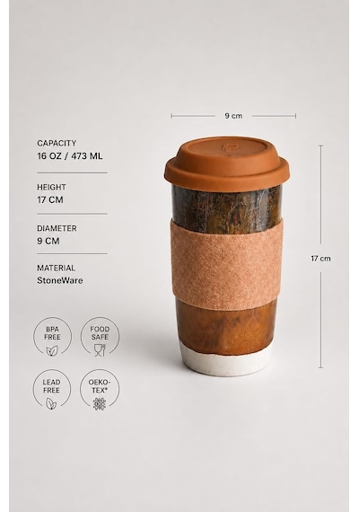 Travel Mug - Element Serisi - Terra Beyaz - Çok Renkli