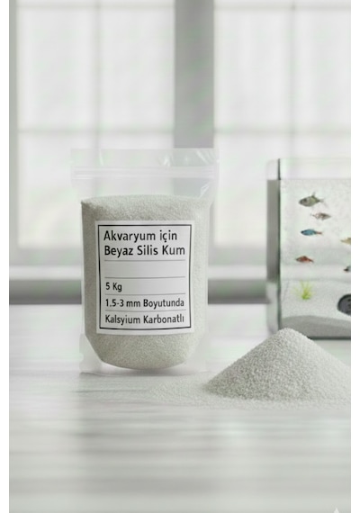 5 Kg Beyaz Dolamit Akvaryum Kalsiyum Karbonatlı Beyaz Kumu 1.5 -3 Mm Premium Dekoratif Kum