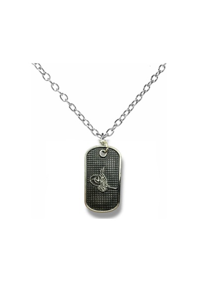 Osmanlı Tuğrası İşlemeli Künye Kolye Gümüş Renk Unisex Metal Takı Çok renkli 37844202