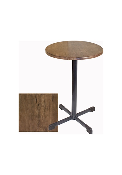 Bistro Masa Halley - Werzalit, Wermodin Ve Allzalit Tabla 70 Cm Çap - Rustic Dark Çok Renkli