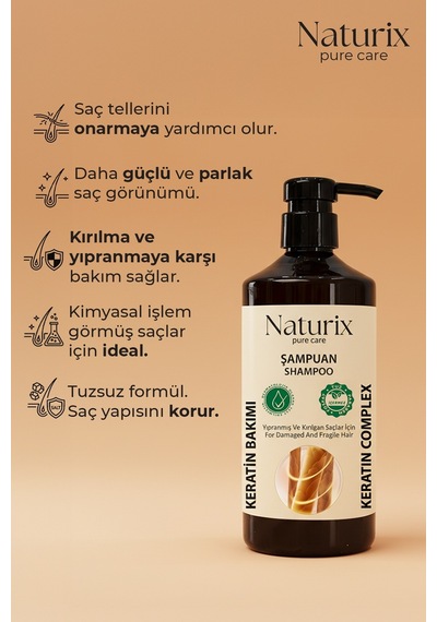 Naturix Tuzsuz Keratin Bakım Şampuan 600 ML