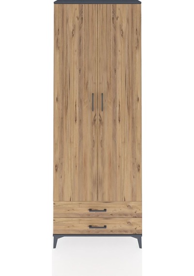 Arges Dolap 2 Raflı 2 Çekmeceli Tek Askılı 88x30x243 Antrasit-çam Antrasit Arges Dolap 2 Raflı 2 Çekmeceli Tek Askılı 88x30x243 Antrasit-çam Antrasit