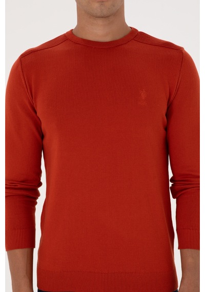 U.S. Polo Assn. Erkek Slim Fit Bisiklet Yaka Kiremit Basic Kazak 50307779-VR031
