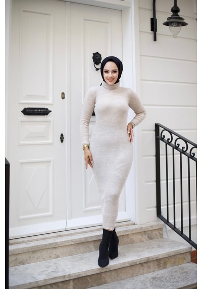 Hira Life Fashion Kadın Elbise Tesettür Giyim Balıkçı Yaka Ve Dar Kesim Triko Kalem Elbise Taş Taş Hira Life Fashion Kadın Elbise Tesettür Giyim Balıkçı Yaka Ve Dar Kesim Triko Kalem Elbise Taş Taş