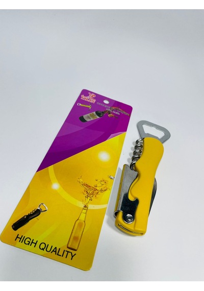 Plastik-Metal Tirbüşon .Mantar.Konserve.Kapak Açacağı// Sarı Çok Renkli