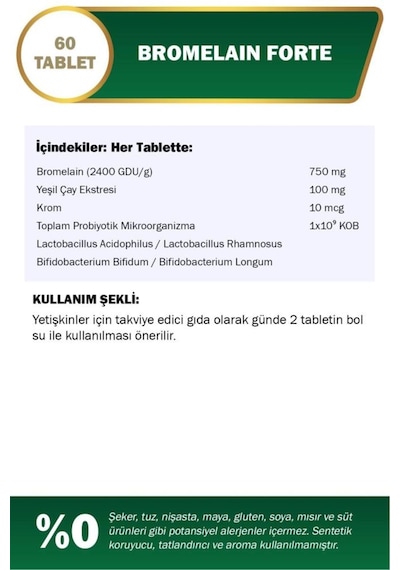 Nutraxin Bromelain Forte 60 Tablet 3 Adet