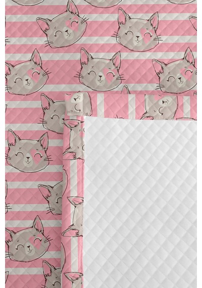 Evimde Bambaşka Pembe Kedi Kız Çocuk Pike Takımı - Çizgili Gri Bebek Odası Mevsimlik Yatak Örtüsü - 160x220 CM Evimde Bambaşka Pembe Kedi Kız Çocuk Pike Takımı - Çizgili Gri Bebek Odası Mevsimlik Yatak Örtüsü - 160x220 CM