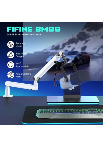 Fifine Bm88 Mikrofon Standı Sehpası Ayaklığı Beyaz
