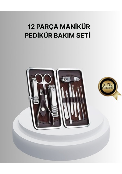 Profesyonel - 890 - Tırnak Bakım Seti Çelik Aletli Şık - Kmrsfres - Deri Çantalı