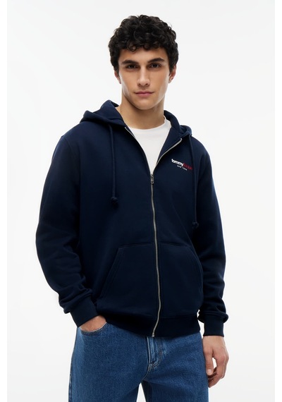 Tommy Hilfiger Tjm Reg Dna Backprınt Fz Hd Erkek Mavi Sweatshirt - Dm0dm23404
