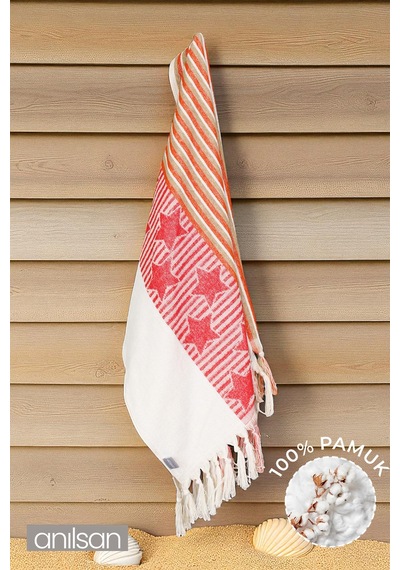 Boho Plaj Havlusu %100 Pamuk 70x140 Kırmızı