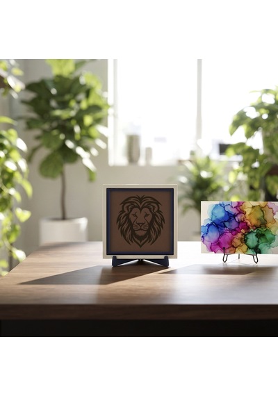 Aslan Motifli Modern Dekoratif Obje, Ev Ve Ofis Dekorasyonu İçin Asil Masaüstü Aksesuarı 10x10 Cm