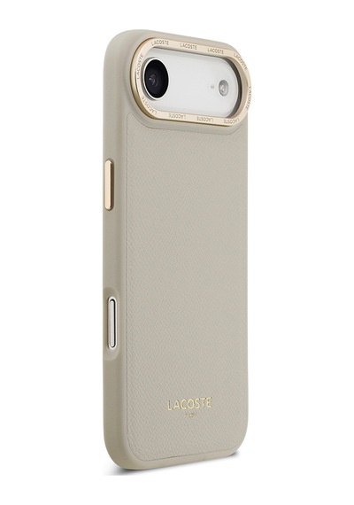 Apple Uyumlu iPhone 17 Air Kılıf Lacoste Lisanslı M-safeli Champs Elysees Pu Deri Tasarımlı Kapak Gri Gri