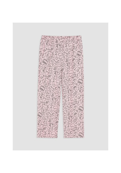 Lcw Dream Pembe Kedi Desenli Kadın Pijama Takım