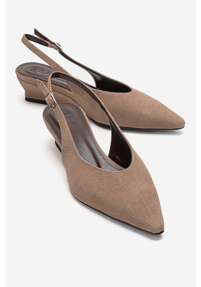 Luvishoes Rosella Vizon Süet Mini Dolgu Kadın Topuklu Ayakkabı