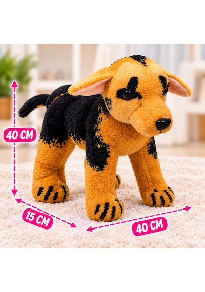 Sesli Peluş Köpek 40 Cm Havlayan Gerçekçi Sevimli Köpek Oyuncak Kahverengi