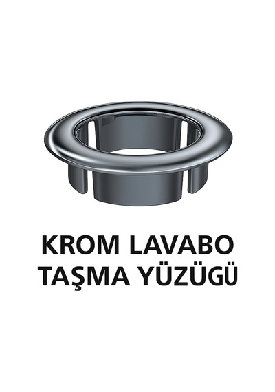 Parlak Krom Görünümlü Lavabo Taşma Yüzüğü - Dayanıklı Metal Evye Taşma Halkası 2 Adet Diğer