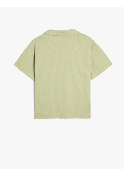 Koton Basic Polo Yaka Tişört Kısa Kollu Tek Cepli Yeşil 4skb10689tk Yeşil