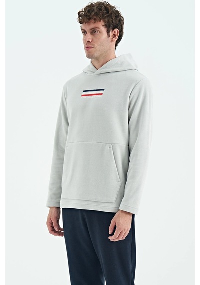 Tommy Life Erkek Kapşonlu Sweat Taş Art-88301 Taş