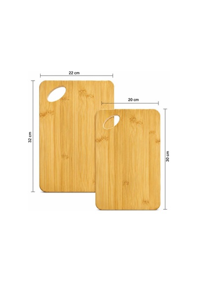 2 Li Bambu Kesim Panosu, Kesme Tahtası 20 30cm / 22 32cm Sarı
