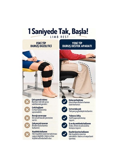 Lımb Rest Postür Düzeltici Dik Oturma Aparatı Duruş Düzeltici Diz Aparatı L