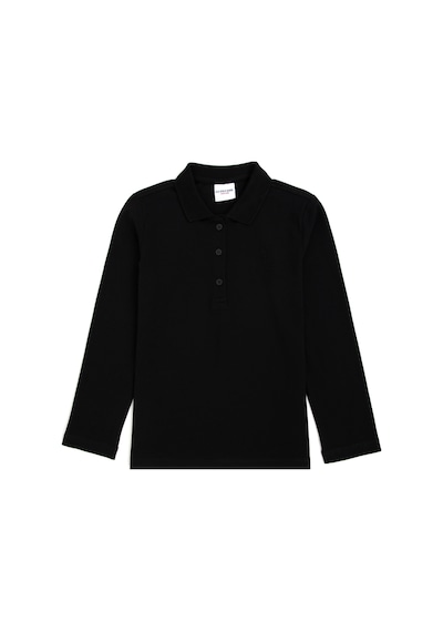 U.S. Polo Assn. Kız Çocuk Siyah Polo Yaka Basic Sweatshirt 50296377-VR046