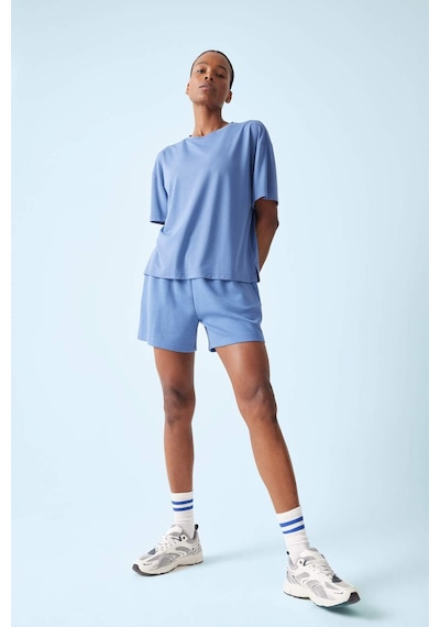 DeFactoFit Oversize Geniş Kalıp Bisiklet Yaka Sporcu Modal Kısa Kollu Tişört E2932AX25SMIN34