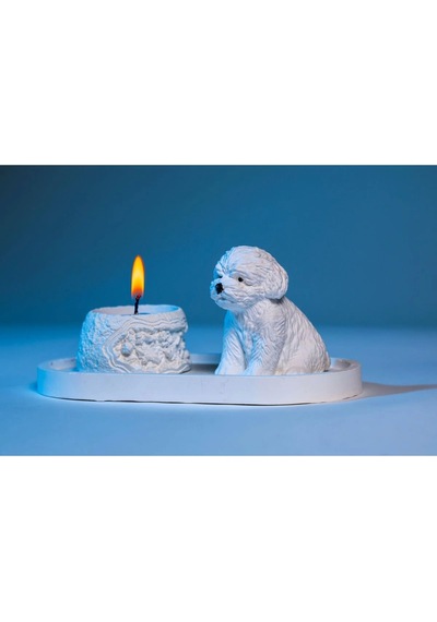 Sevimli Köpek Dekoratif Mumluk Set Beyaz