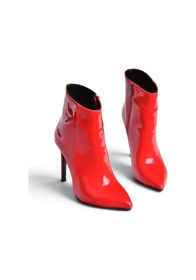 Fox Shoes N372524408 Kırmızı Rugan İnce Topuklu Kadın Bot