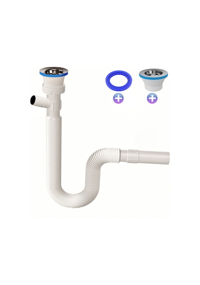 Tek Girişli Lavabo Sifonu Bulaşık Veya Çamaşır Makinesi Uyumlu Sızdırmaz Ve Dayanıklı Yapıı Diğer