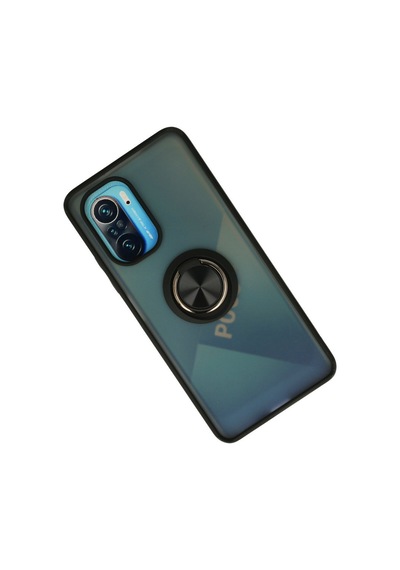 Xiaomi Redmi K40 Uyumlu Kılıf Montreal Yüzüklü Silikon Kapak - Siyah