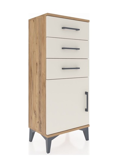 Arges Komodin Tek Raflı 3 Çekmeceli Tek Kapaklı 44x30x106 Çam... Çam