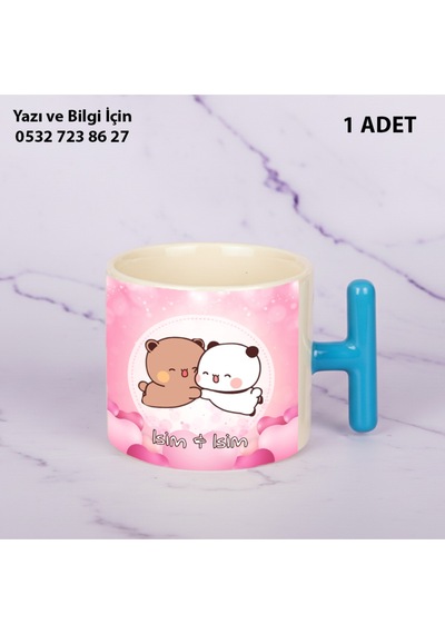 Bubu Dudu Tasarımlı Sevgililer Ve Eşlere İsim Ve Yazı Yazılabilir Renkli Kupa Bardak 1.kalite Baskı Mavi