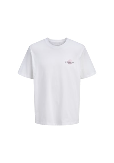 Jack & Jones Erkek Gögüs Baskili Bisiklet Yaka Tisört - Corals - 12288345 Beyaz