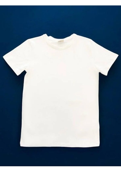 Cantoy Çocuk Pamuklu Bisiklet Yaka Basic Tshirt-14651 Ekru