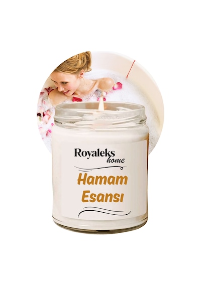 Doğal Özel Seri Kokulu Dekoratif Kavanoz Mum 210 Cc - Hamam Esansı - Ryl Çok Renkli