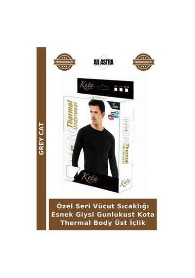 Grey Cat Özel Seri Vücut Sıcaklığı Esnek Giysi Gunlukust Kota Thermal Body Üst İçlik Siyah