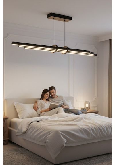 Cosmo Gold Lineer Led Sarkıt Avize Kumandalı Dim Edilebilir Aşağı Işık Beyaz Işık