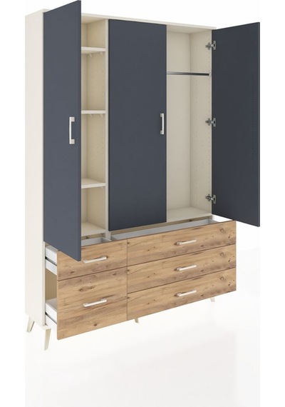 Arges Dolap 5 Raflı 5 Çekmeceli Tek Askılı 132x30x195 Aytaşı-antrasit/çam Antrasıt/atlas Çam Arges Dolap 5 Raflı 5 Çekmeceli Tek Askılı 132x30x195 Aytaşı-antrasit/çam Antrasıt/atlas Çam