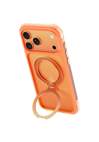 Apple iPhone Uyumlu  17 Pro Max Kılıf Wiwu As-203 Aeroshield Ultra Serisi M-safeli Airbagli Standlı Kapak Turuncu