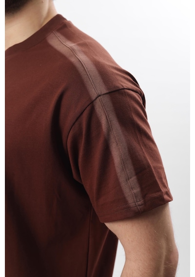 Madmext Acı Kahve Bisiklet Yaka Baskılı Erkek T-shirt E7110 Acı Kahverengi