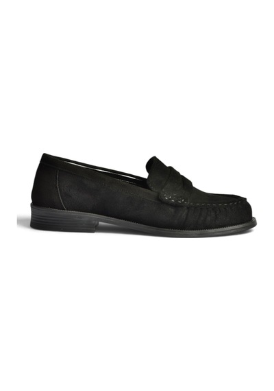 Fox Shoes Z820221002 Siyah Süet Kadın Loafer Ayakkabı