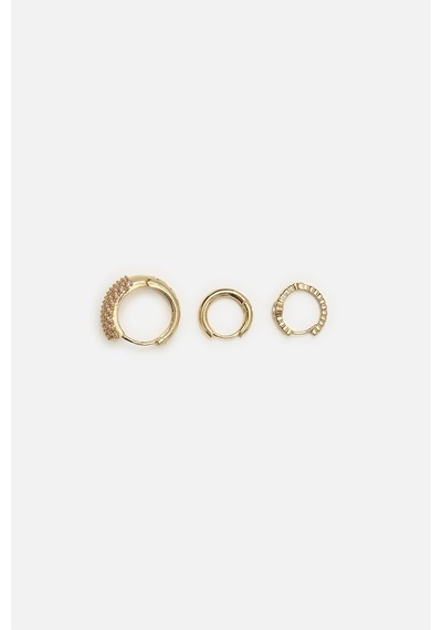 Hacimli Pave Set Küpe Gold